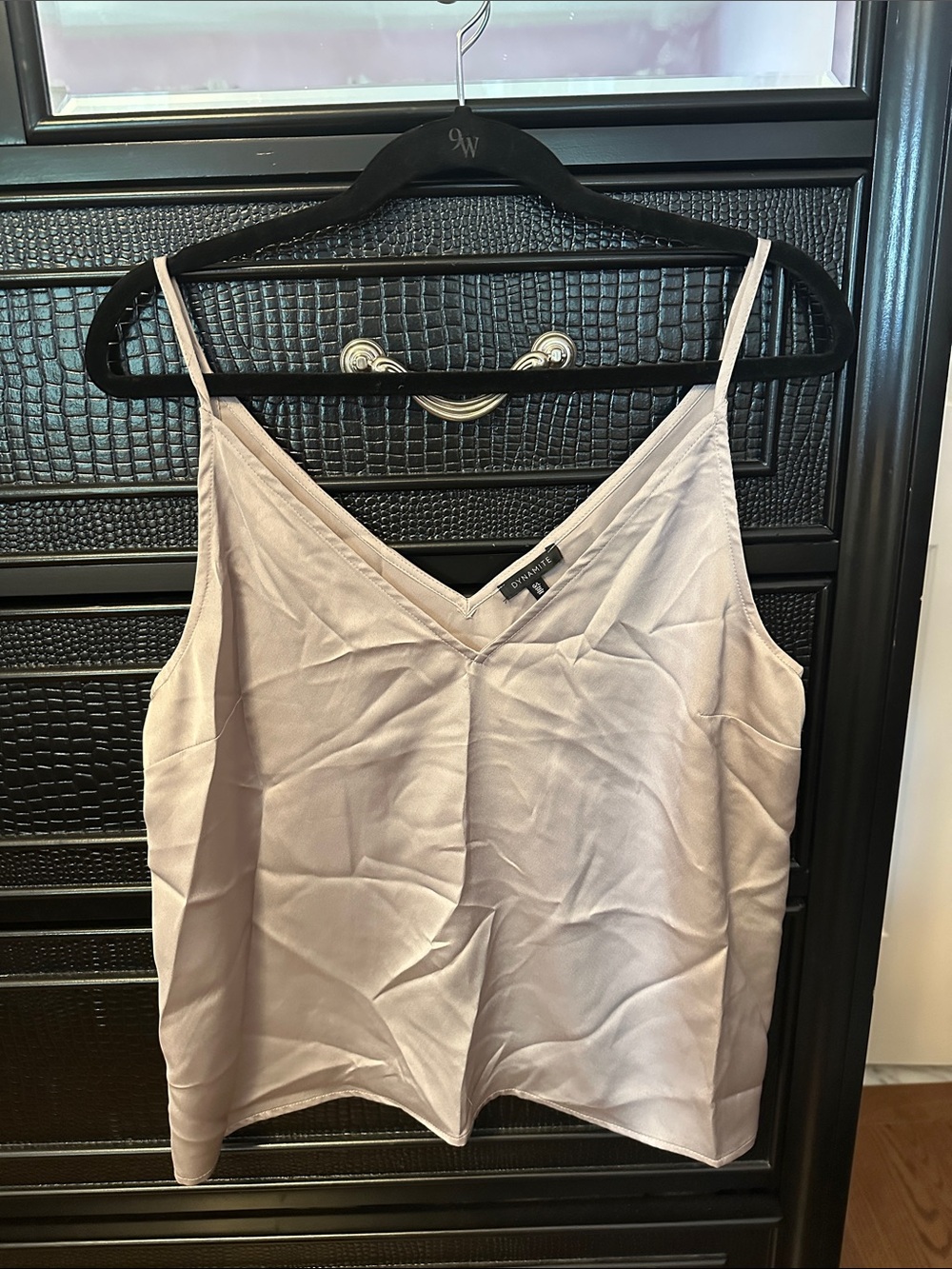 Dynamite Satin V-Neck Cami Top - Light Taupe